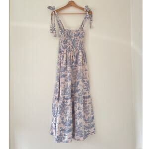 Nothing Fits But MINJI Romantic Smocked Dress Sz L Cotton Linen Maternity Korea